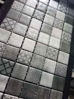 Стеклянная мозаика Graphic Riviere Gris Decor 31.6x31.6 Mosavit