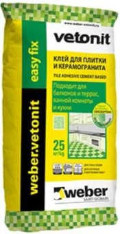 ВЕБЕР.ВЕТОНИТ Изи Фикс (25кг) клей плиточный для внутр. и наружн. работ Россия
