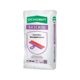 ОСНОВИТ Шпаклевка БАЗСИЛК PC30 MW (Т-30) фасадная цементная белая (20кг)